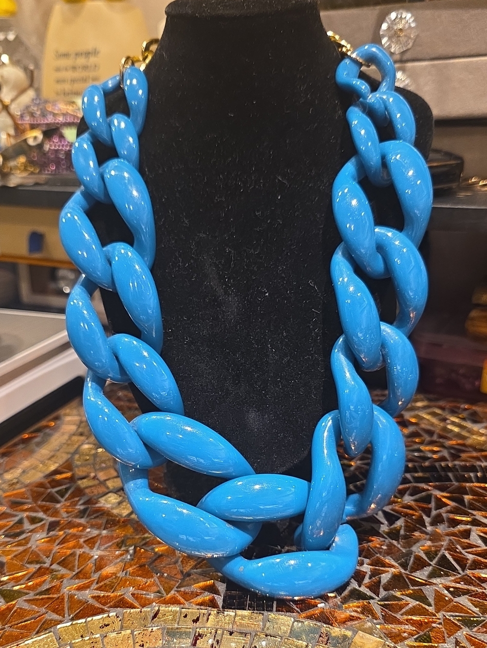 Bright Blue Chunky Link Necklace